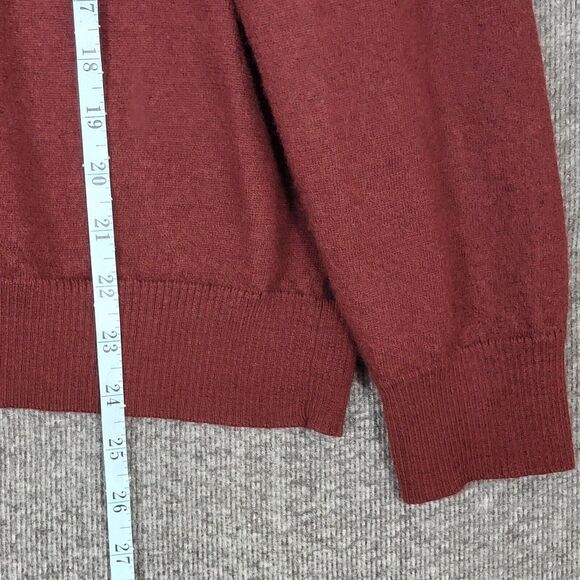 Murano Sweater Womens Medium Maroon Brown 100% Merino Wool V Neck Pullover - Picture 4 of 12